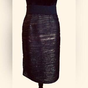 Alfani Black Gold Foil Textured Lined  Pencil Skirt Size 12 NWT